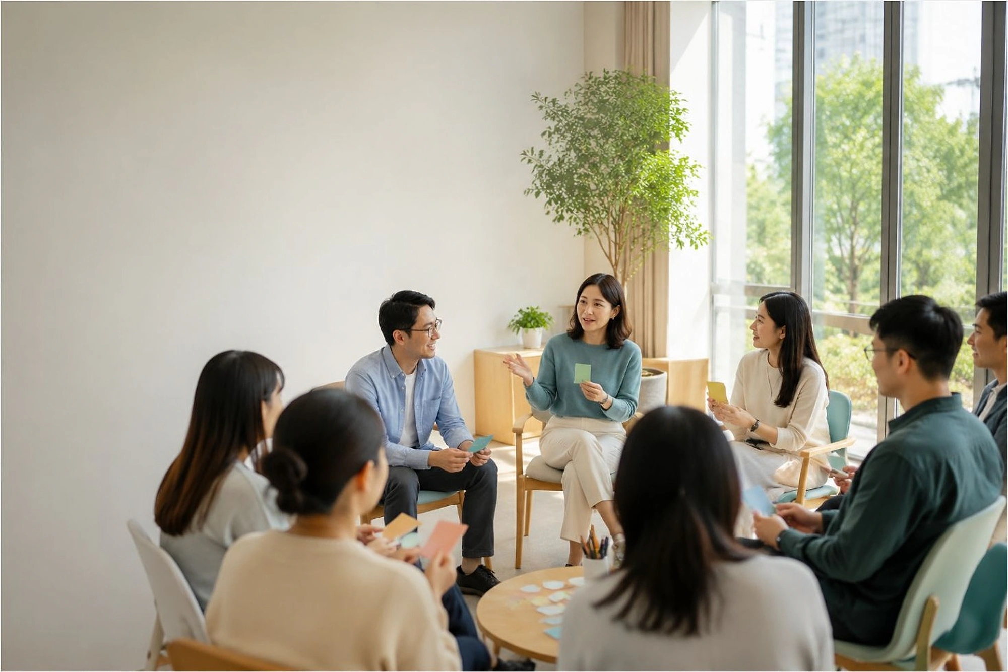 咨询师带领团队开展支持性团体辅导